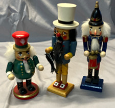 Set of 3 Wooden Christmas Nutcracker Figurines Multicolor Decorative