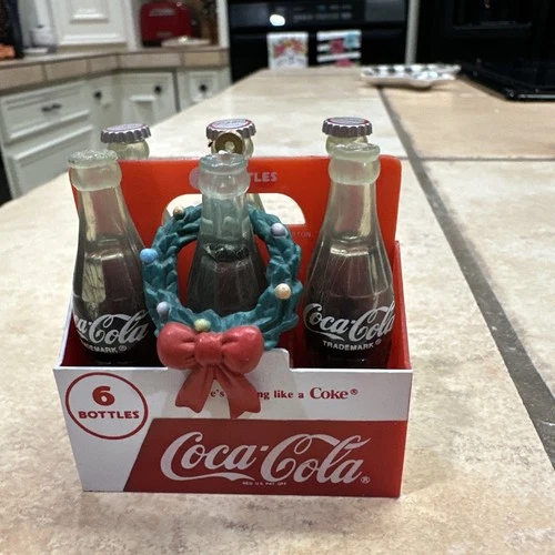 Rare 1991 Ensco Vintage Coca Cola 6 Pack Bottle Christmas Ornament