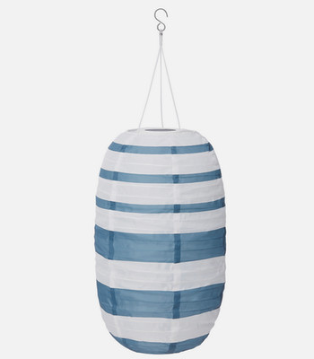 IKEA SOLVINDEN LED solarbetriebene Pendelleuchte Außen oval/blau gestreift 19...