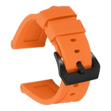 Silicone Watch Bands 24mm Soft Watch Band with Black Buckle, Orange