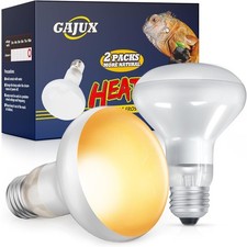 GAJUX Reptile Heat Lamp 2 Pack, 100W Bulbs for Reptiles, White