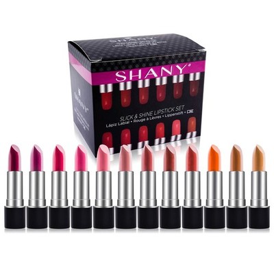 SHANY Slick and Shine Lipstick Set 12 Color Long Lasting Moisturizing Lipsticks