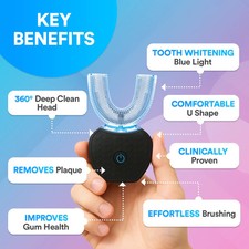 Adult Sonic 360° U-Shaped Electric Toothbrush HandsFree 3 Modes USB Rechargeable