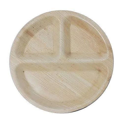 Round 10inch Plates 3 Compartment Biodegradable Eco-Friendly Pack of 25 - CA