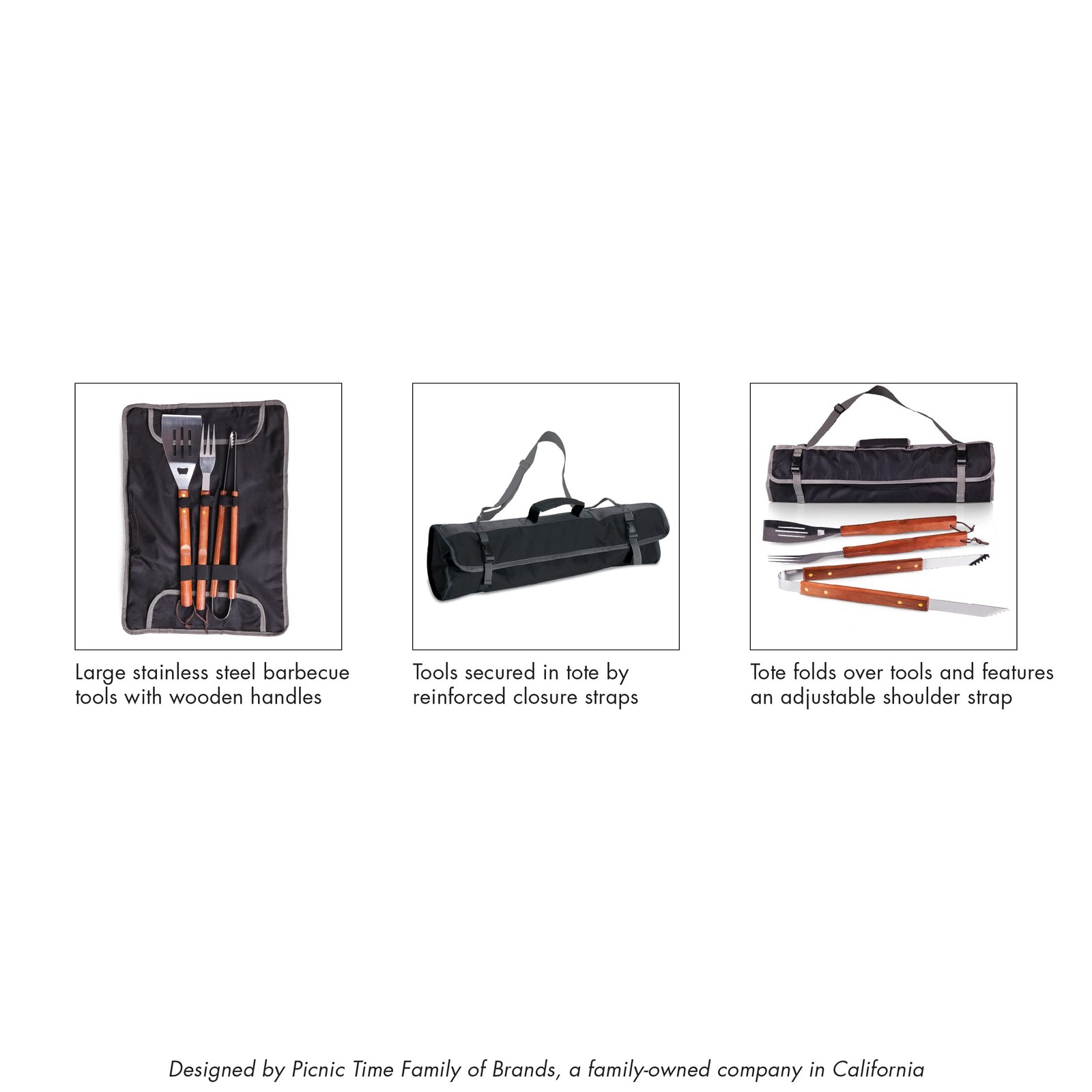 Washington Commanders 3-Piece BBQ Tote & Grill Set, (Black with Gray Accents)