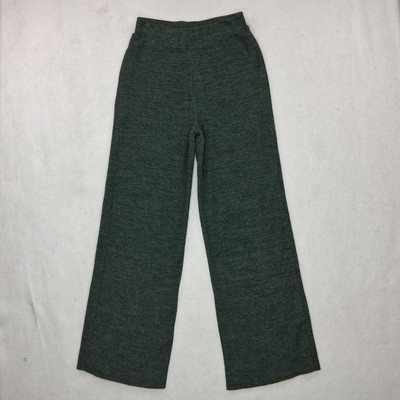 ZARA Wide Leg Pants Womens Small Flare Forest Green Knit Comfy Casual Sweatpants