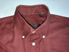 VTG Burberry London Men's Large Red Check Houndstooth Dress Shirt Cotton USA