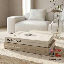 Set of 2 Almond-Cream Decorative Books for Coffee Table Shelf