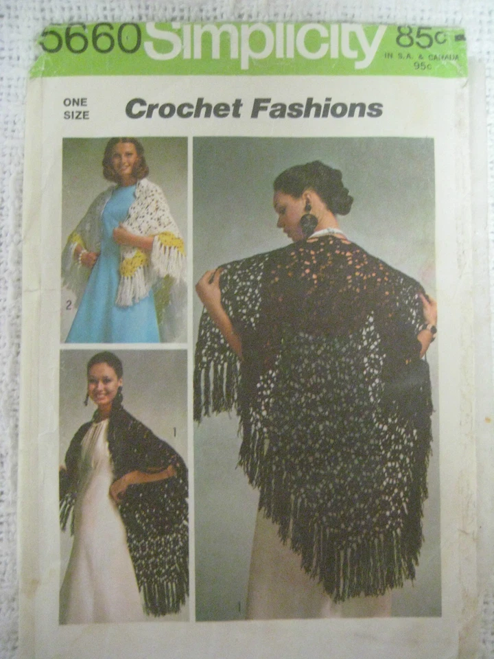 Vintage Simplicity 5660 CROCHETED SHAWL Sewing Pattern Women Crochet One Size - Image 2 of 4