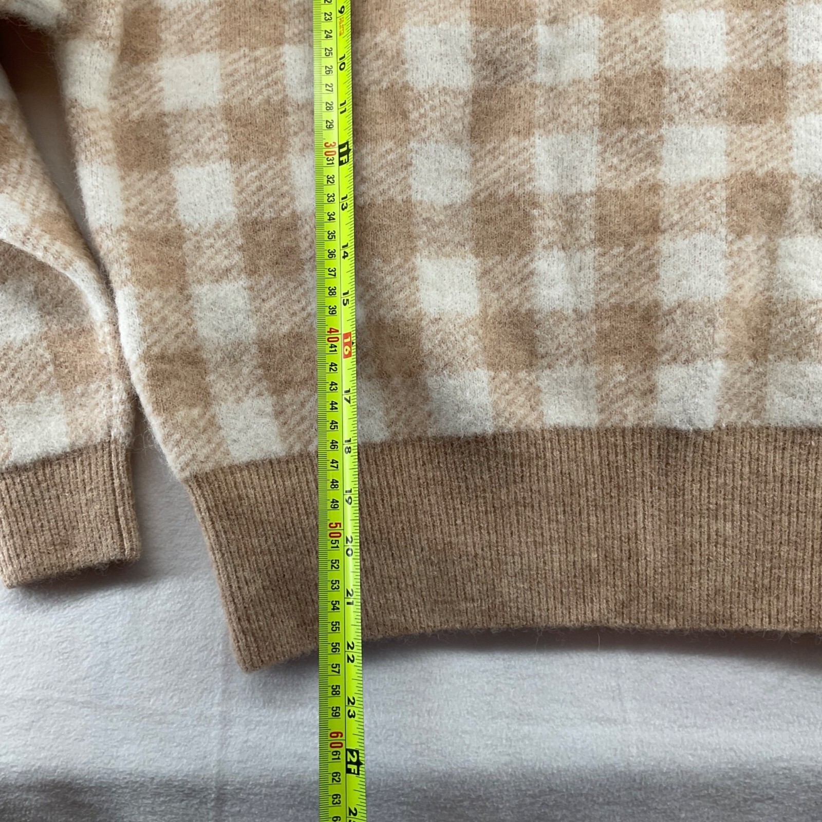 NWT RARE SEZANE SZs bust 44 Becky Jumper Camel Brown Gingham Baby Alpaca Sweater image 4