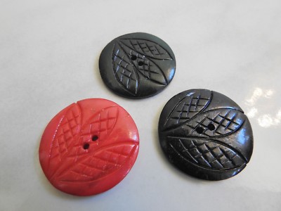 vintage 3 BUTTONS from fashion designer estate large plastic three colors