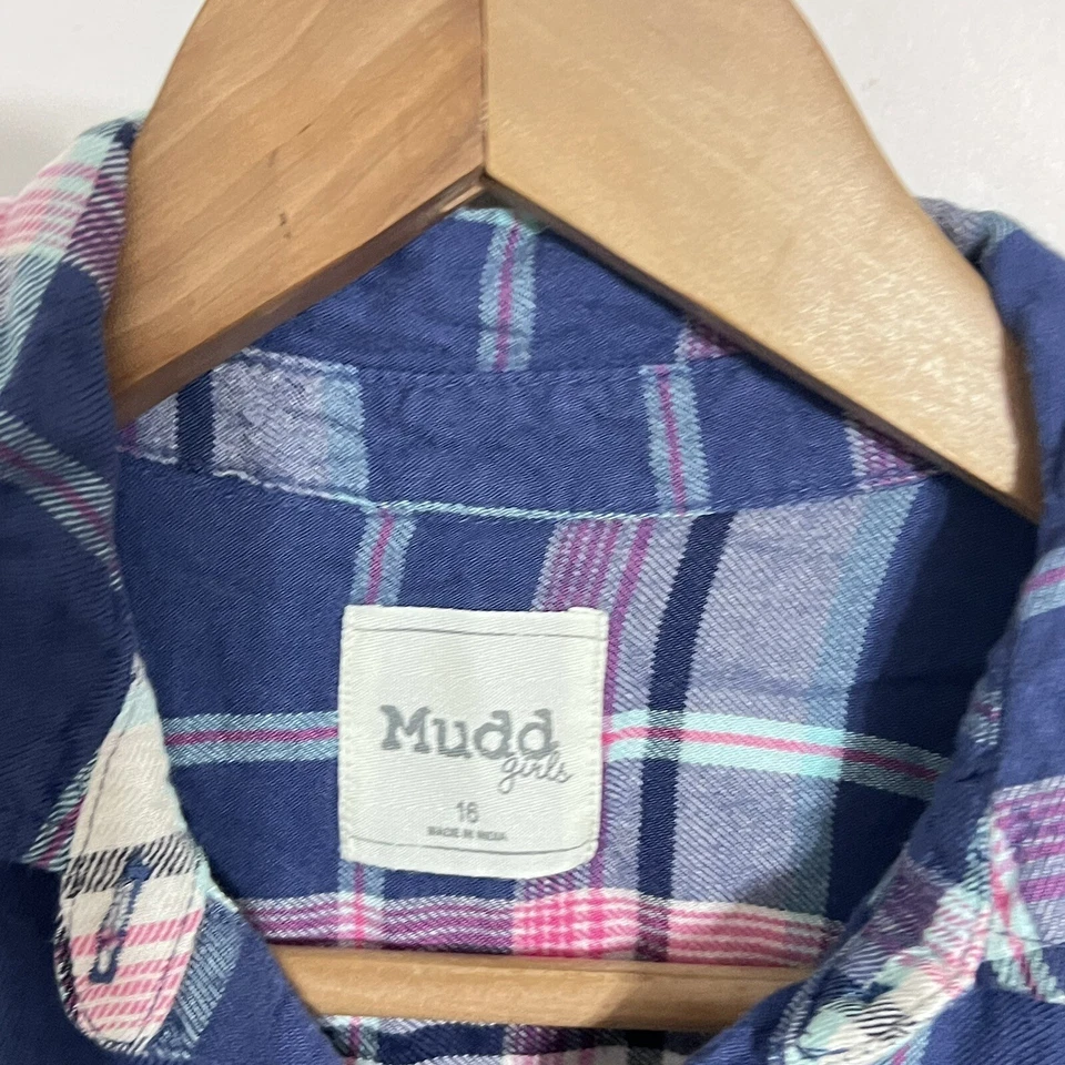 Camisa Mudd Niñas Talla 16 Multicolor Cuadros Novio Manga Larga Rayón Franela Foto 2 de 4