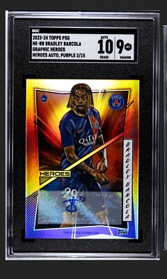 Bradley Barcola 2023-24 Topps PSG -Graphic Heroes Auto - Purple