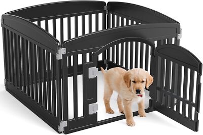 24'' Plastic Dogs Cat Playpen Pet Fence Sturdy Portable Indoor Outdoor Play Yard