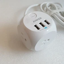 Anker A2763 3-Outlet Power Strip with 3 USB Ports - White