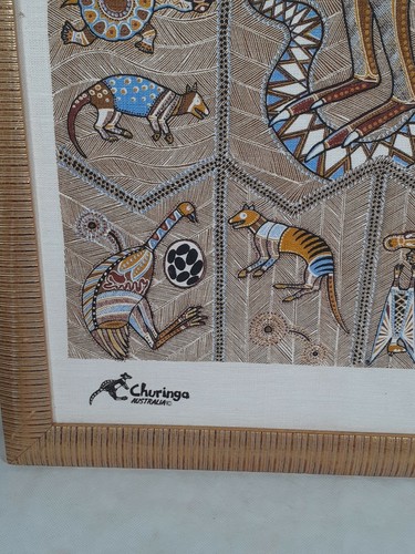 Churinga Traditional Australian Stitched Art, Framed 74×53cm - Picture 3 of 8