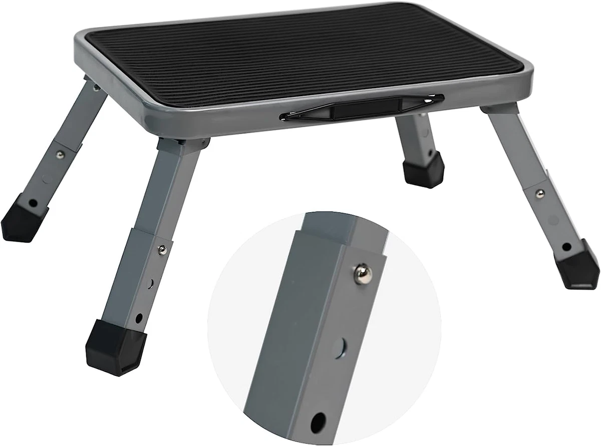 Height Adjustable Folding Step Stool Metal One Step Stool with