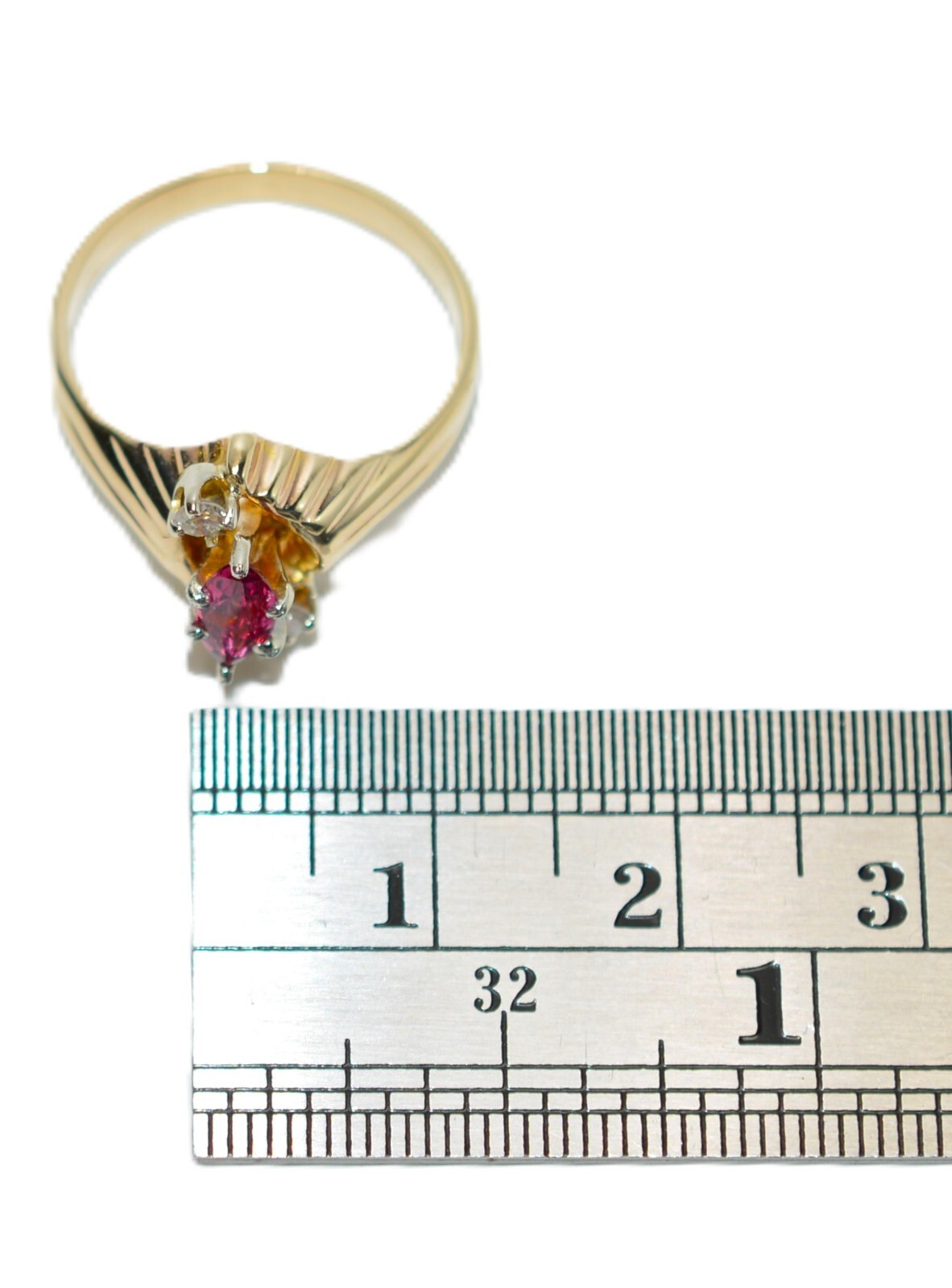 Natural Ruby & Diamond Ring 14K Solid Gold .48tcw… - image 10