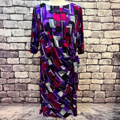 Kiara Multicolored Elbow Length Sleeve Dress Size XL Polyester & Spandex