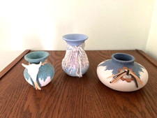 Set of 3 Small Vintage Southwestern Pottery Vases all Signed