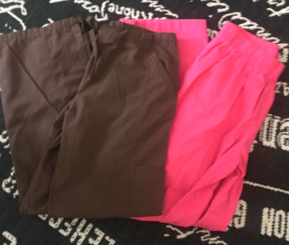 Unworn Lot of 2 M MG MEDGEAR B SCRUB PANTS Hot Pink Dark Brown Medical Nurse DR - Image 2 of 4