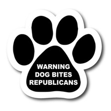 Magnet Me Up Warning Dog Bites Republicans Pawprint Car Magnet 5" Paw Print
