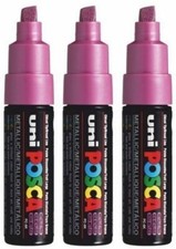 Uni Broad Line Posca Water Base Paint Markers Flourescent Pink Pc 85 3 Markers