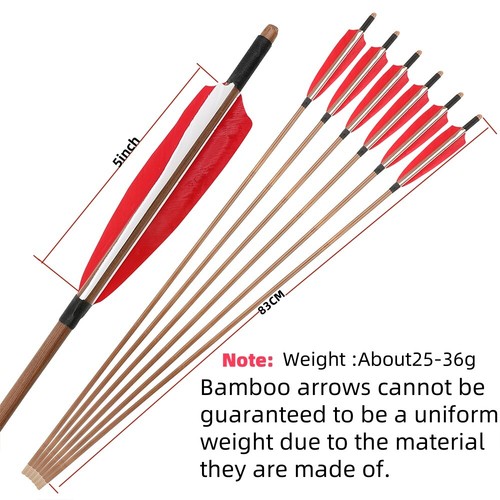 6/12Pcs Bamboo Arrows 33" Turkey Feathers Longbow Recurve Bow Archery Hunting - Picture 4 of 20