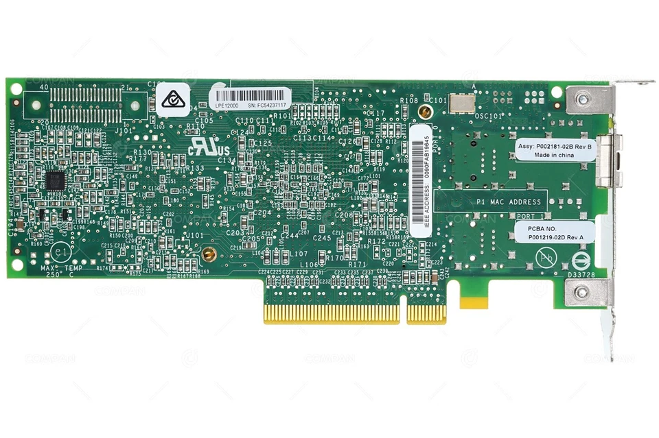 00JY847 LP IBM LPE12000 SINGLE PORT 8G SFP FC CONTROLLER LOW PROFILE PCI-E - Image 3 of 4