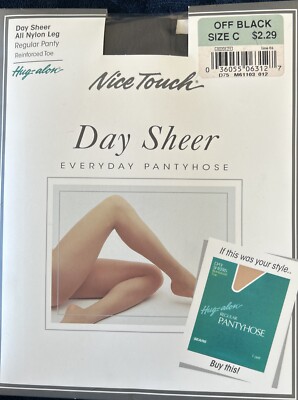 Vintage Sears Nice Touch Day Sheer Regular Panty Everyday Pantyhose Off Black C