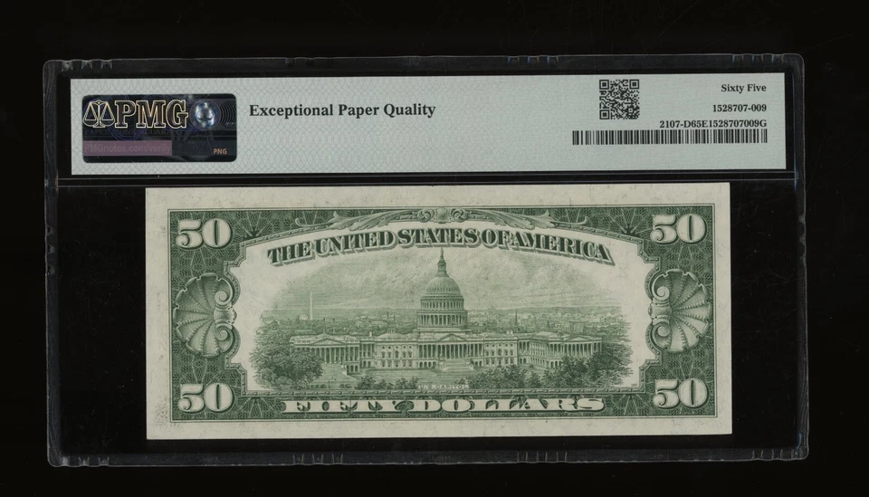 DBR 1950 $50 FRN Cleveland Gem Fr. 2107-D PMG 65 EPQ Serial D04096839A - Image 2 of 2