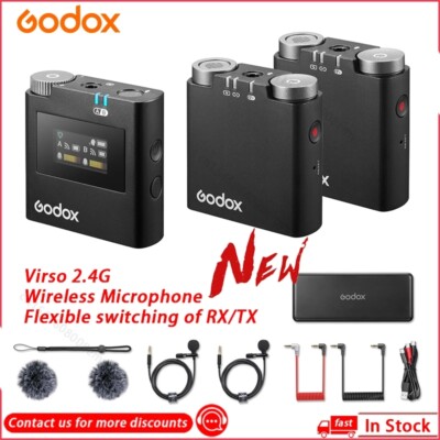 Godox Virso M2 2.4g Wireless Lavalier Microphone System 2*Transmitter Charging 