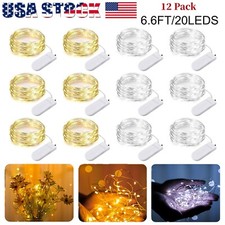 12 Pack 20 LED 6.6ft Battery Operated Mini LED Copper Wire String Fairy Lights