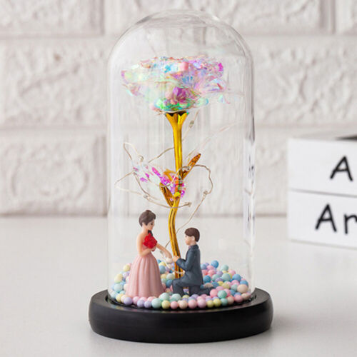 Enchanted Forever Rose Flower In Dome Glass LED Night Light Anniversaries Gift - Picture 15 of 16