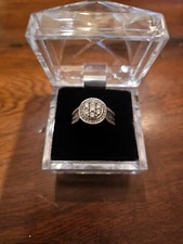 ZALES 10K WHITE GOLD 1 CT TW DIAMOND CLUSTER FRAME RING SIZE 7