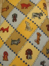 Dog 100 Silk Tie Mixed Breeds 58" x 4" Yellow Save The Children Made in USA