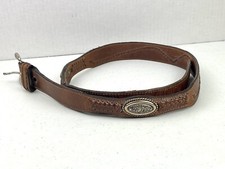 Genuine Brown Mens Leather Belt Braid Concho Silver Western Made In Mexico Sz 42