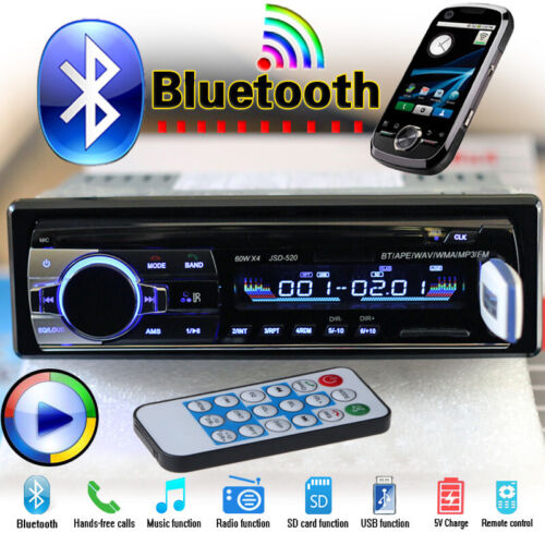Bluetooth Car Stereo Radio 1 DIN AUX Autoradio FM Mp3 Subwoofer Usb Audio Player - Picture 1 of 12