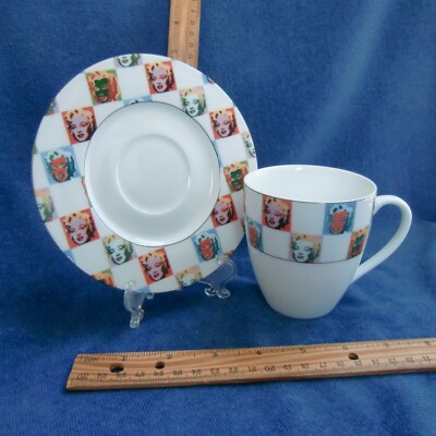 Block POP Andy Warhol 2pc Cup Saucer Marilyn Monroe Some Like it Hot 1997 Disc.