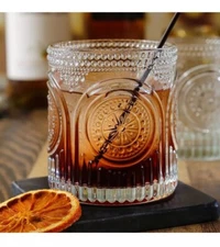 Kate Aspen Ribbed Retro Arch Floral Clear Drinking Glasses Set Of 6, 10 oz