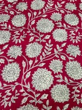 1 Yard Indian Cotton Hand Block Print Multi Color Floral Craft Sewing Fabric