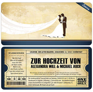 Einladungskarten Zur Hochzeit Im Vintage Stil Eintrittskarte Ticket Einladung Ebay