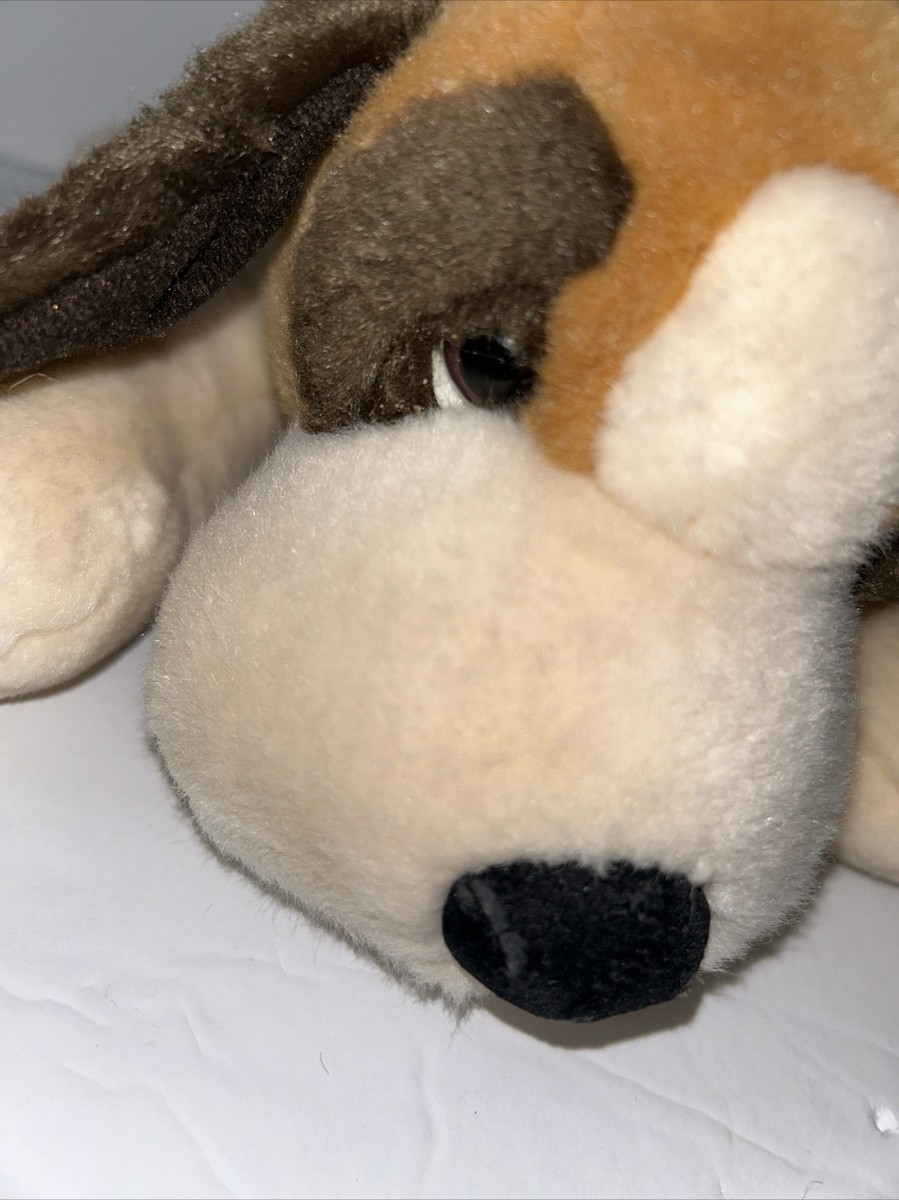 Russ DOG 11” Long Laying Light Brown Plush Stuffed Short Fur Feel
