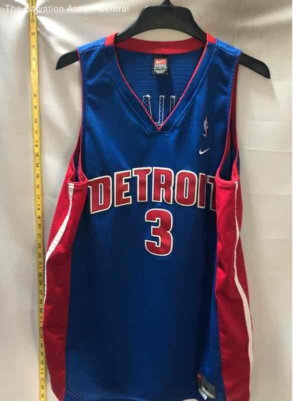 Nike Mens Blue Detroit Pistons Ben Wallace 3 Basketball-NBA Jersey Size Large