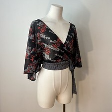 Y2K Black Red Sheer Mesh Crop Top Fairy Whims...