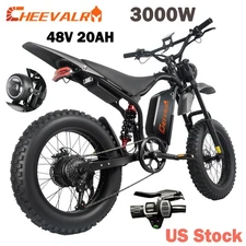 Electric Dirt Bike 3000W 48V 20Ah 20" All Terrain Bicycle E-Motorcycle 40 MPH US