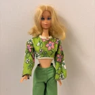 1967 Walk Lively Barbie With Green Florel Dress Green Pants Mattel Taiwan