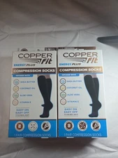 2 Pairs Copper Fit Energy Plus Compression Socks S/M. M6-9/ W 7-10