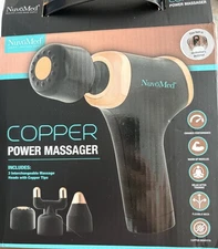 NuvoMed Copper Power Massager & 3 Interchangeable Massage Heads with Copper Tips