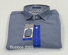 Ted Baker Men's Long Sleeve Button-Up Shirt, Blue, Size L